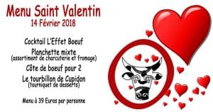 Menu spécial saint valentin à L'Effet Boeuf Douarnenez